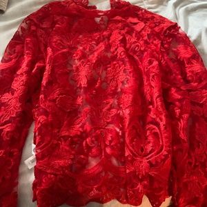 red lace top love sleeve